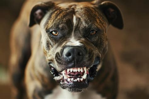 Premium Ai Image An Angry Aggressive Pit Bull Terrier Type Dog