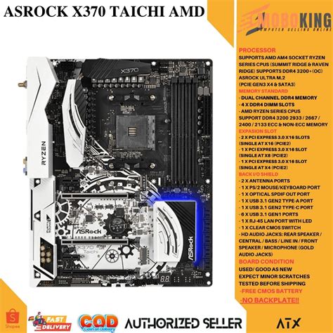 Asrock X370 Taichi Amd Am4 Socket Ryzen Series Cpus Desktop Motherboard