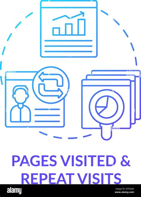 page visited  repeated visit blue gradient concept icon stock vector