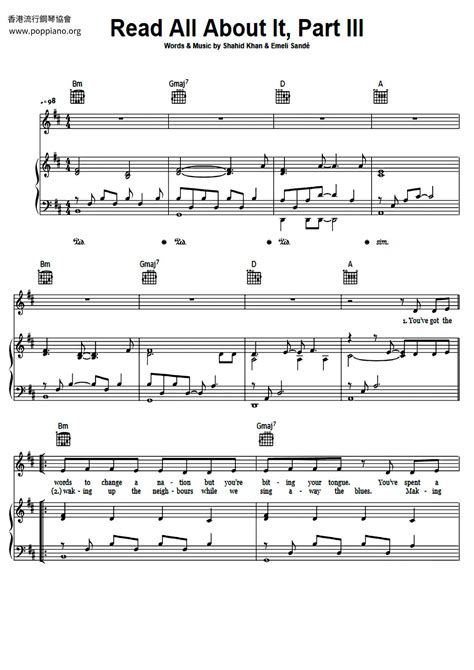 Emeli Sande Read All About It PT III Sheet Music Pdf Free Score