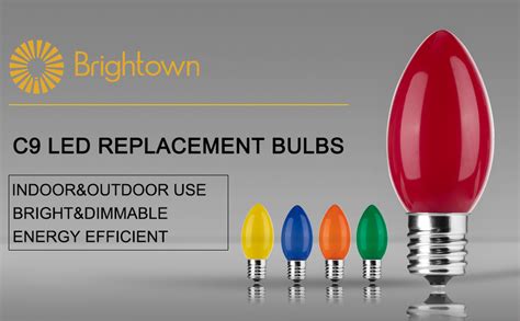 Brightown 25 Pack Multicolor C9 Led Christmas Light Bulbs Colored