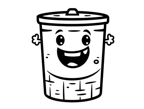 Easy Trash Can Coloring Page Coloring Page