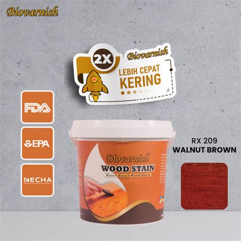 Jual Cat Kayu Water Base Biovarnish Wood Stain Warna Walnut Brown 1