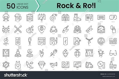 Set Rock N Roll Icons Line Stock Vector (Royalty Free) 2147639339 ...