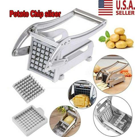 Potato Chipper Chip Chopper Cutter Slicer Maker And 2 Steel Edges 🍟