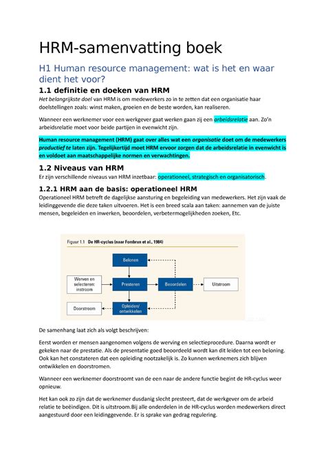 Samenvatting HRM Hoofdstuk 1 HRM Samenvatting Boek H1 Human Resource