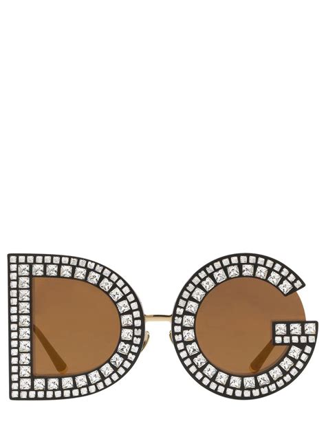 Dolce & Gabbana Dg Crystals Embellished Sunglasses in Metallic | Lyst