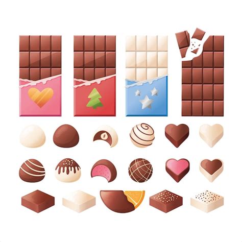 Un Conjunto Vectorial De Chocolates Para Regalos Y Golosinas Vector