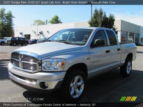 Bright Silver Metallic 2007 Dodge Ram 1500 Slt Quad Cab 4x4 Medium Slate Gray Interior