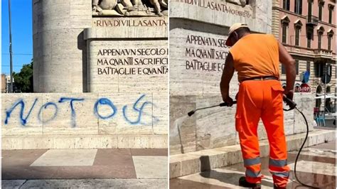 Porta Pia Imbrattato Con Una Svastica Il Monumento Al Bersagliere