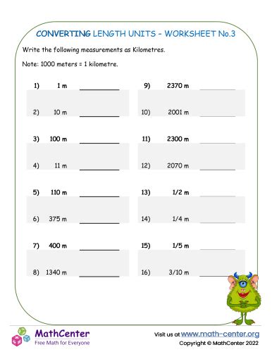 Converting Length Units Worksheet No 3 Worksheets Math Center