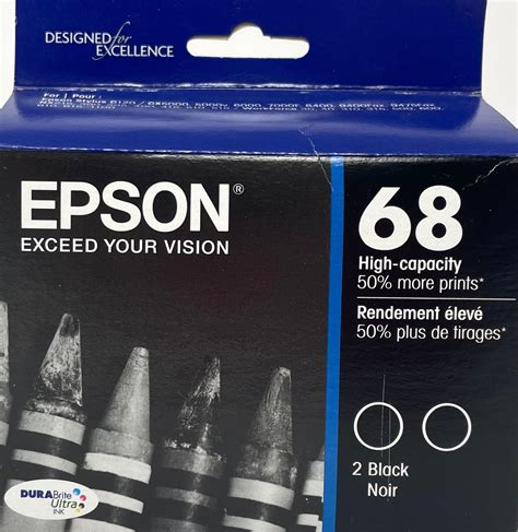 Genuine Epson 68 Black Ink Cartridges High Yield 2pack T068120 D2