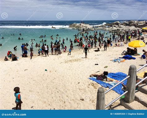 Crowded New Years Day At Camps Bay Beach Editorial Stock Image Image