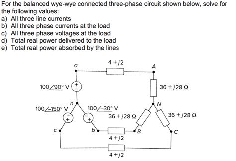 Solved For The Balanced Wye Wye Connected Three Phase Chegg