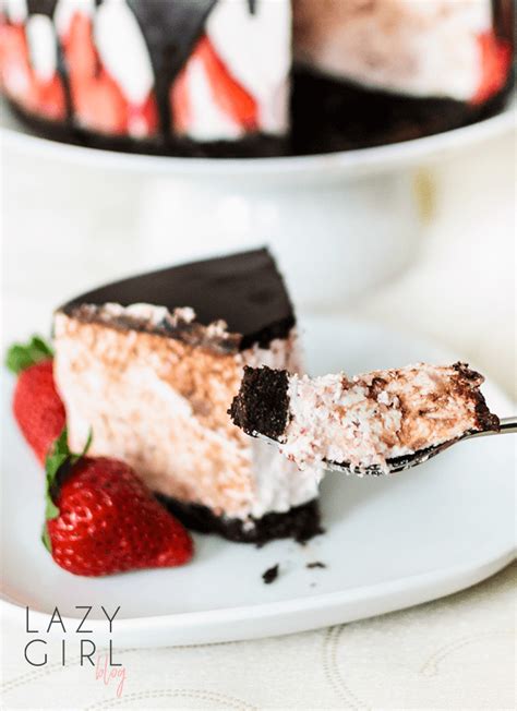 No Bake Chocolate Covered Strawberry Cheesecake Lazy Girl Blog