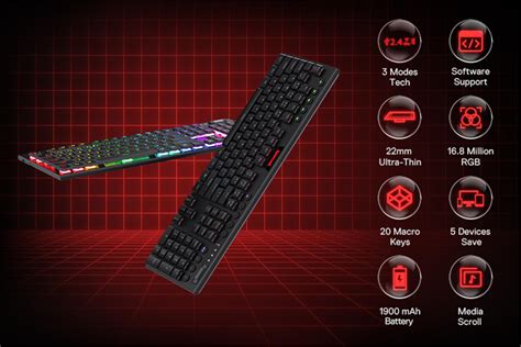 Redragon K618 Horus Wireless RGB Mechanical Keyboard USB-C BT 3.0/5.0