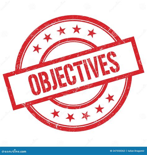 OBJECTIVES Text Written On Red Vintage Round Stamp Stock Illustration