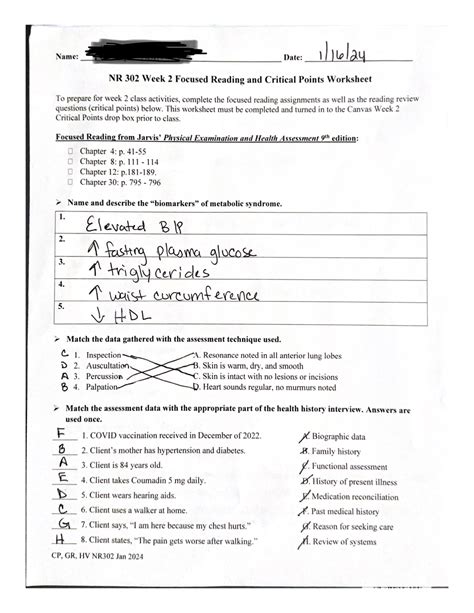 NR302 Week 2 Critical Points NR 302 Studocu