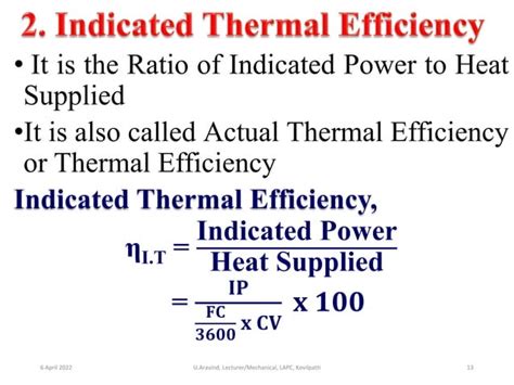 Thermal Engineering I Unit 4 PPT Performance Of IC Engines PPT N