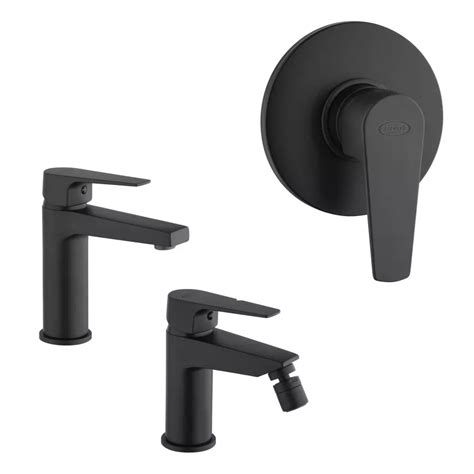 Set Miscelatori Lavabo Bidet Incasso Doccia Nero Opaco Inca Di