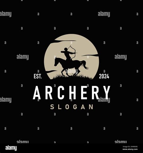 Archer Logo Vector Silhouette Warrior Archery Simple Design Bow And