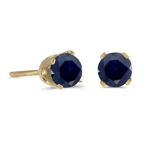 Direct Jewelry 14k Yellow Gold Round Sapphire Screw Back Stud