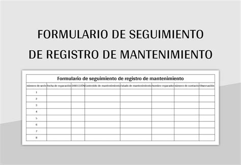 Plantilla De Formato Excel Formulario De Seguimiento De Registro De