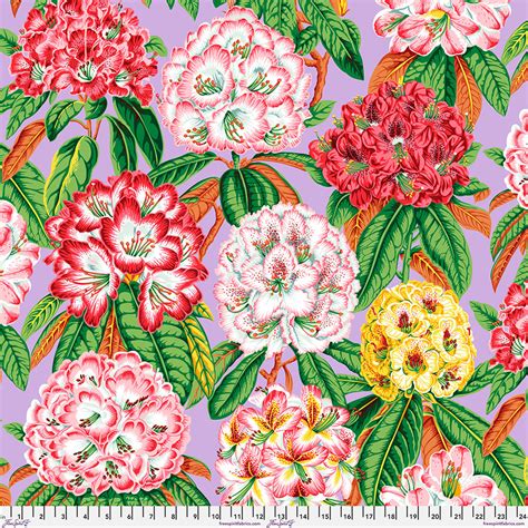 Rhododendrons On Lavender August 2023 Collection By Philip Jacobs Of The Kaffe Fassett