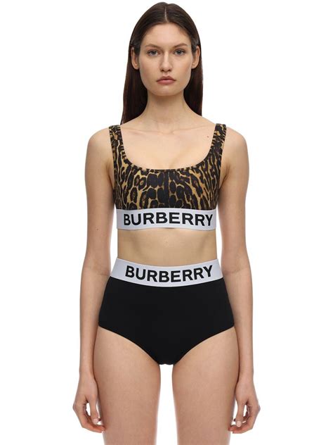 Burberry Synthetic Leopard Print Lycra Bikini In Black Brown Black Lyst