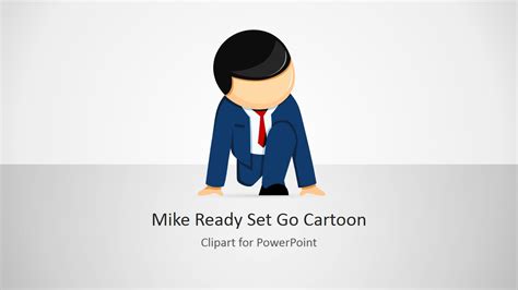 Mike Ready Set Go Cartoon Illustration for PowerPoint - SlideModel