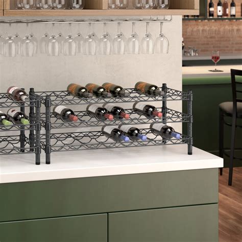 Regency 14 X 36 3 Shelf 24 Bottle Black Epoxy Wire Wine Rack With 14