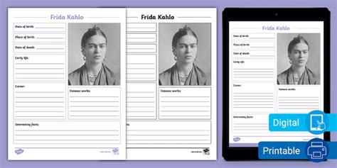 All About Frida Kahlo Research And Write Activity Twinkl