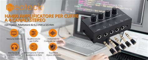 Neoteck HA400 Amplificatore Per Cuffie A 4 Canali Ultracompatto