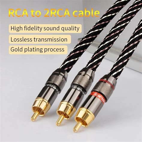 Hifi Rca Audio Video Speaker Male To 2 Rca Male Interconnect Cable For