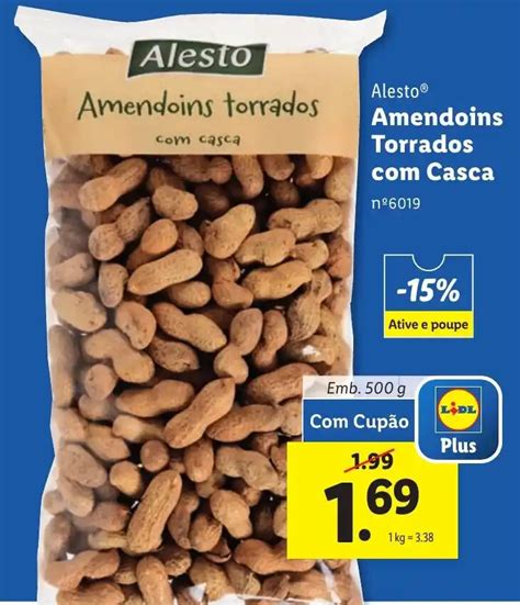 Promoção Alesto Amendoins Torrados Casca Emb 500 g em Lidl