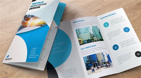 Blue Trifold Indesign Brochure Template With Circles