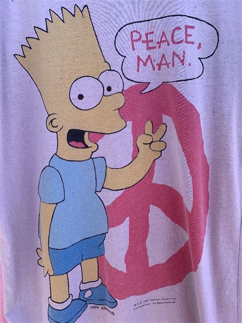 Distressed Oversized Bart Simpson Peace Man Graphic Single