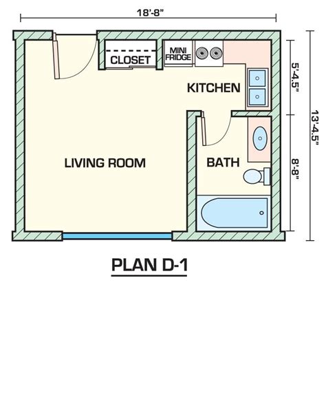 1 Bedroom Studio Apartment Layout | www.resnooze.com