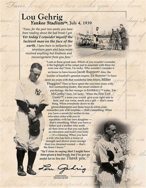 Lou Gehrig Farewell Speech Collage Photo Iron Horse Yankees Etsy