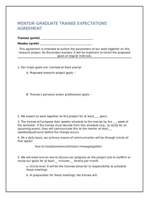 Lsp Student Mentor Agreement Example Doc Template Pdffiller