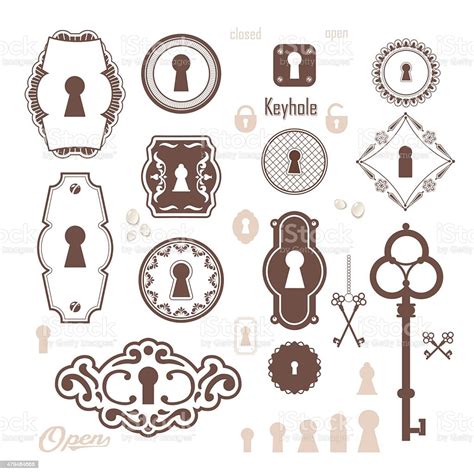 Vector Illustration Of Vintage Keyholes Keys Stock Illustration