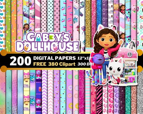 Gabby Dollhouse Digital Papers Cartoonpng