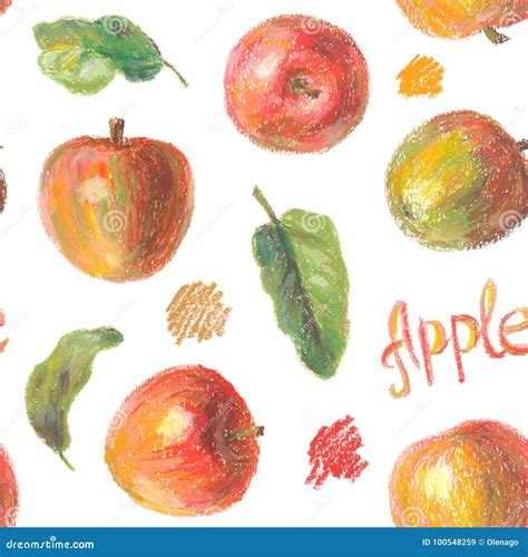 Hand Drawn Apples Pattern Stock Illustration Illustration Of Painting