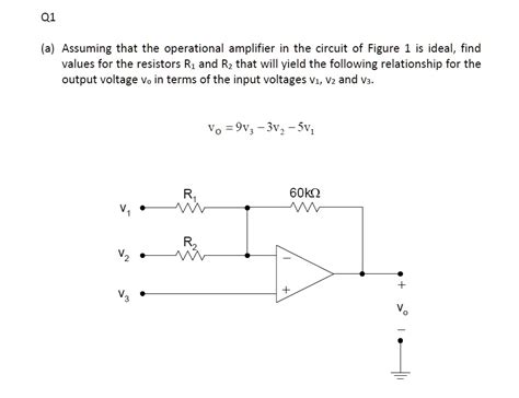 A Assuming That The Operational Amplifier In The Circuit Of Figure 1 Is Ideal Find Values For