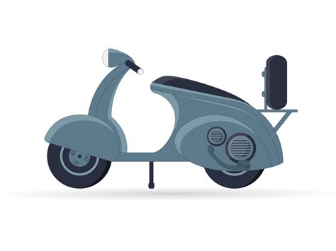 Blue Vintage Scooter With Spare Tire Scooter Motorcycle Illustration