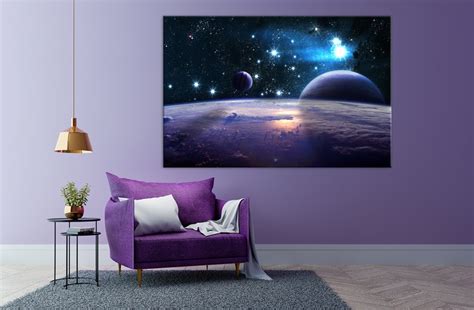 Space Wall Art Planets Canvas Print Nasa Poster Nebula Wall Etsy