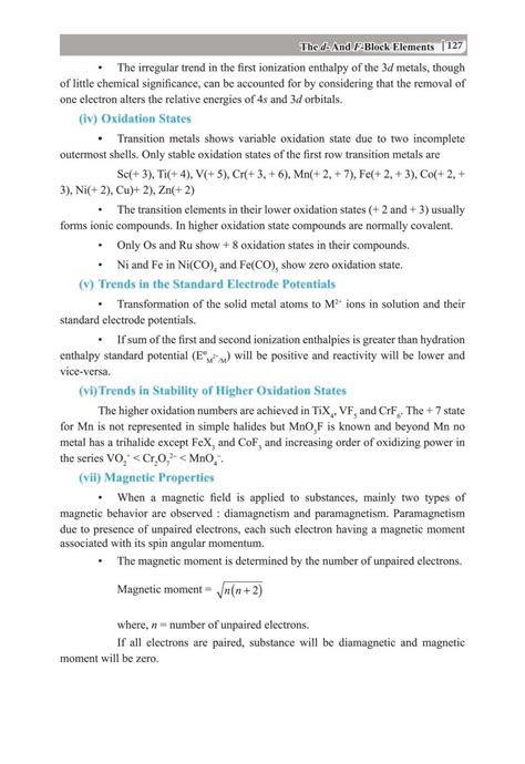 D And F Block Elements Notes For Class Chemistry Pdf Oneedu