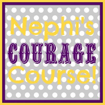 The Words Nephi S Courage Course In Purple And Yellow With White Polka Dots