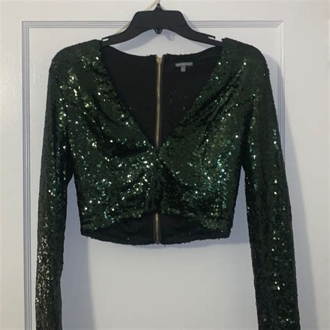 Charlotte Russe Tops Long Sleeve Sequin Crop Top Poshmark