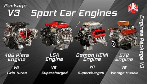 Engines Package V3 Sport Car Engines 3d Model Collection Cgtrader